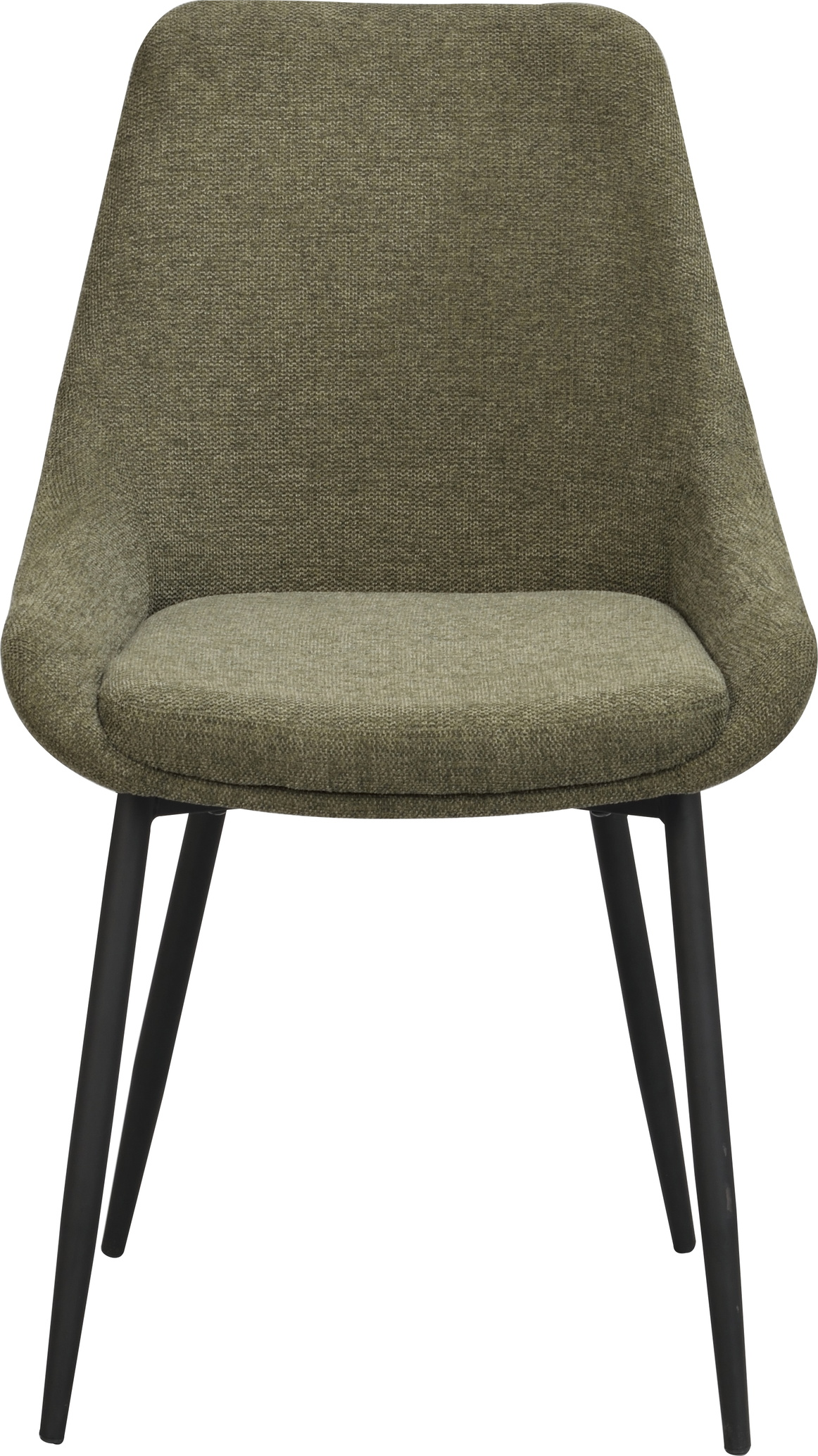 Rowico Sierra spisestuestol i polstret grønt stof med sorte metalben FSC-certificeret sæt af 2