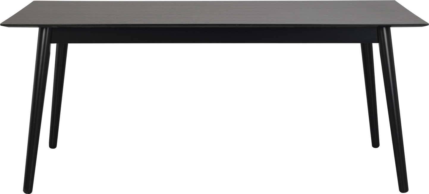 Spisestuebord Rowico Lotta 180 x 90 cm sort lakeret MDF med askefiner og gummitræben