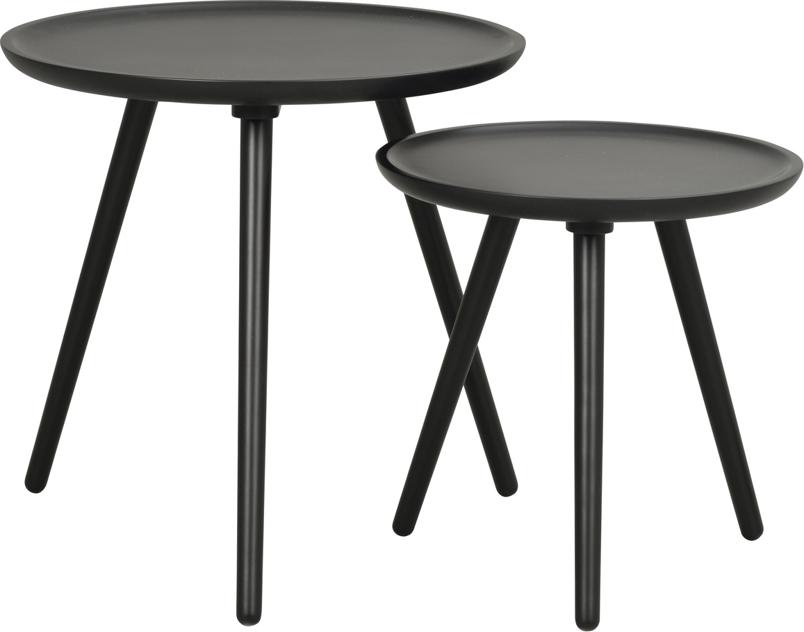 Småbord/sidebord Rowico Daisy Ø50 cm sort i lakeret MDF og massivt gummitræ