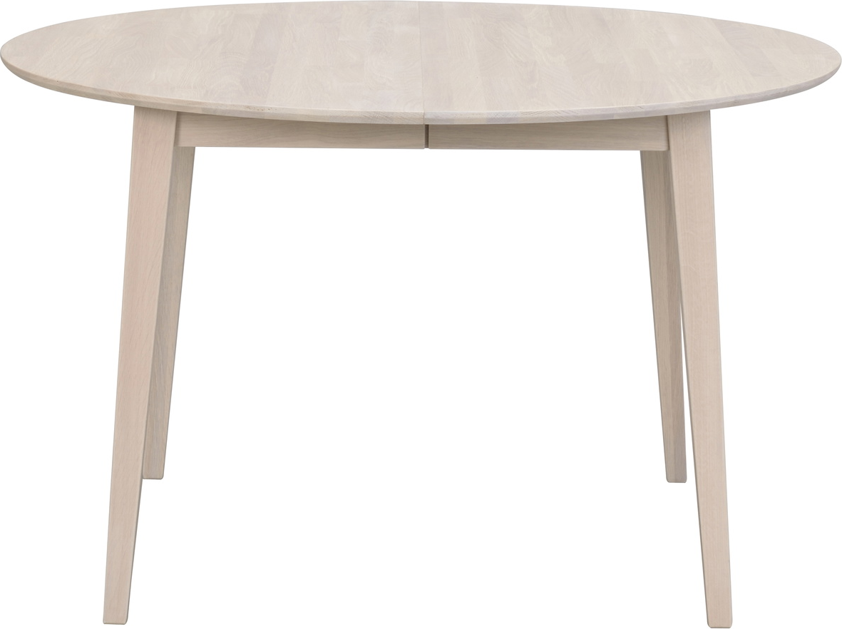Spisebord Rowico Filippa - udvideligt Ø120165 cm, olieret hvidkalket egetræ, FSC-certificeret