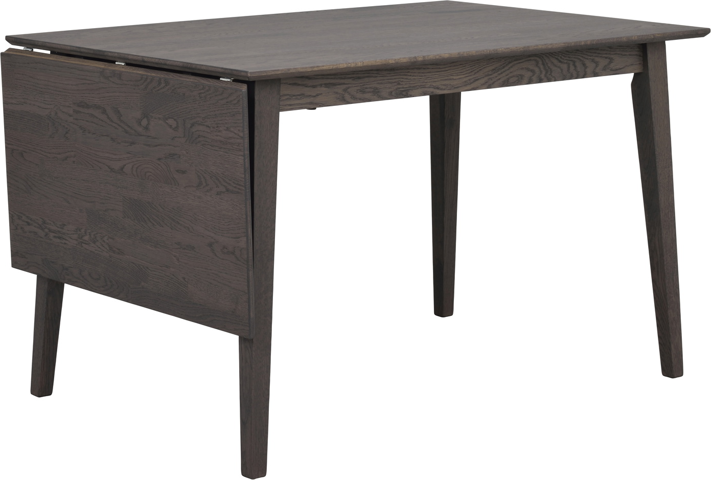 Spisebord Rowico Filippa mørkebrunt massivt egetræ med drop-leaf udtræk 120-165 cm FSC-certificeret