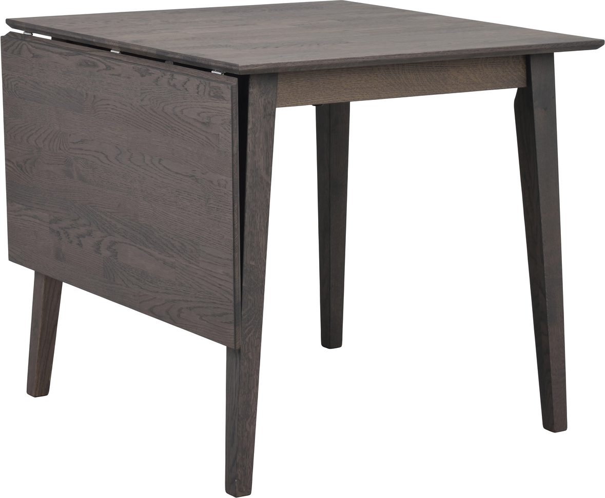 Spisebord Rowico Filippa klapbord i mørkebrunt massivt egetræ 80×80 cm udtræk til 125 cm FSC-certificeret