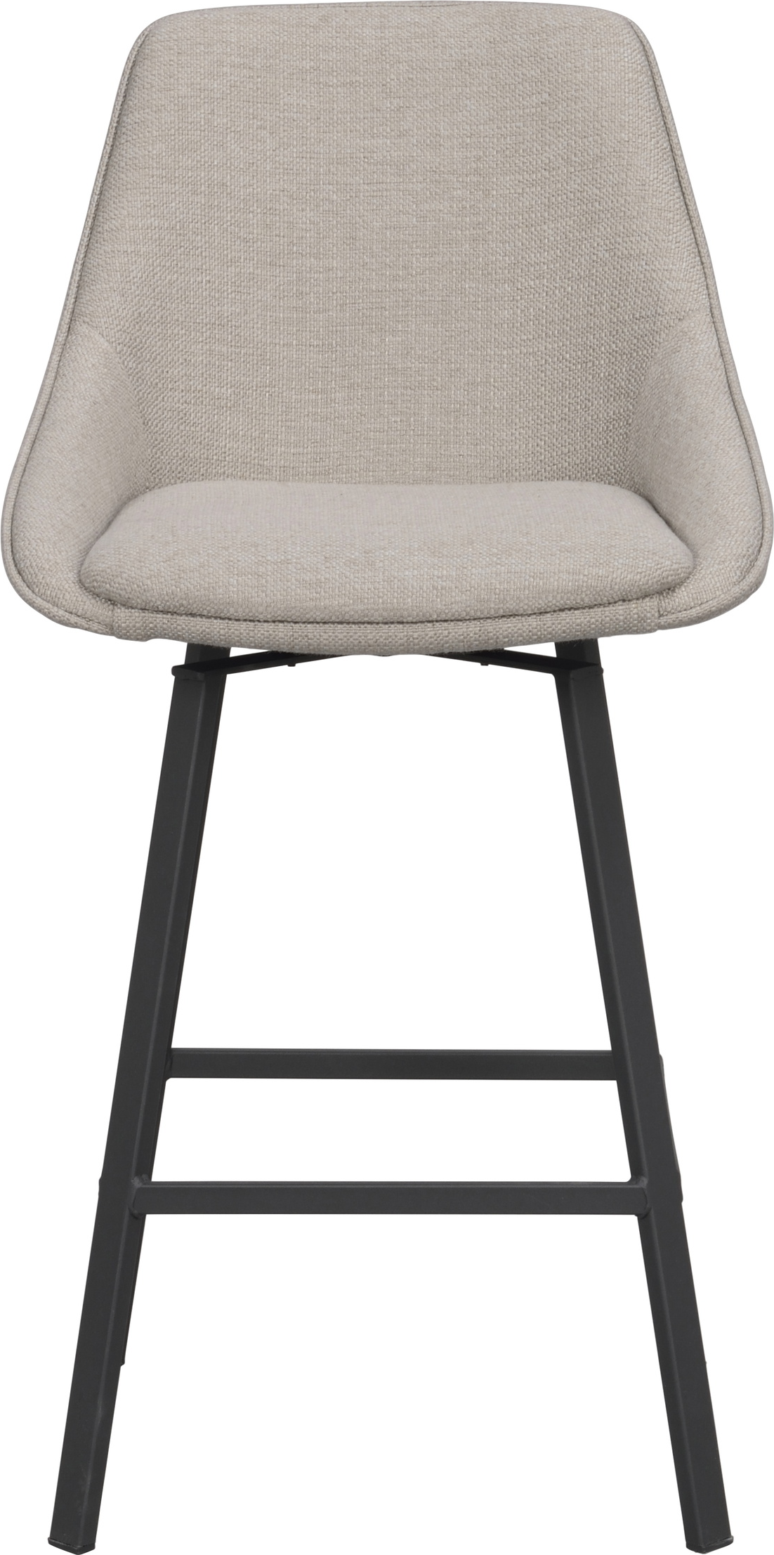 Barstol Rowico Alison 2-pak med 360 drejefunktion, nordisk design i beige/sort stof og sort metal, H96xB48xD54 cm