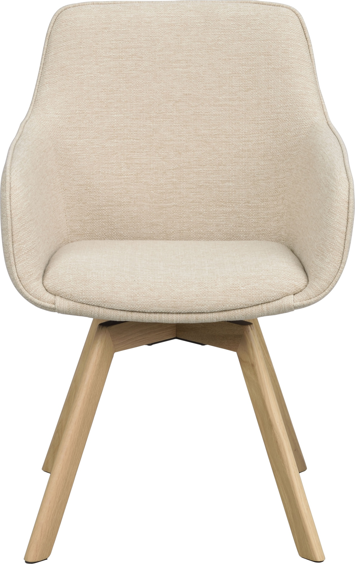 Spisebordsstol med armlæn Rowico Alison polstret lys beige stof & eg drejefunktion FSC 2-pak
