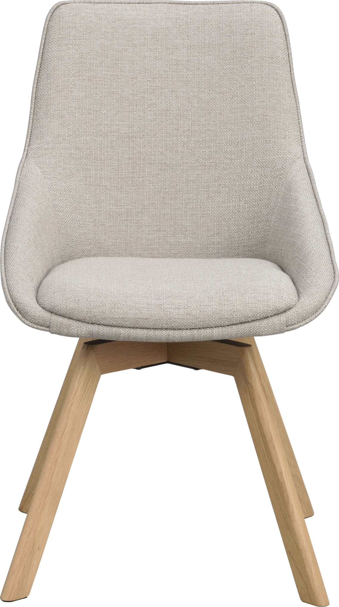 Spisebordsstol Rowico Alison polstret Asgard 27 beige med 360 drejefunktion og lakerede egetræsben