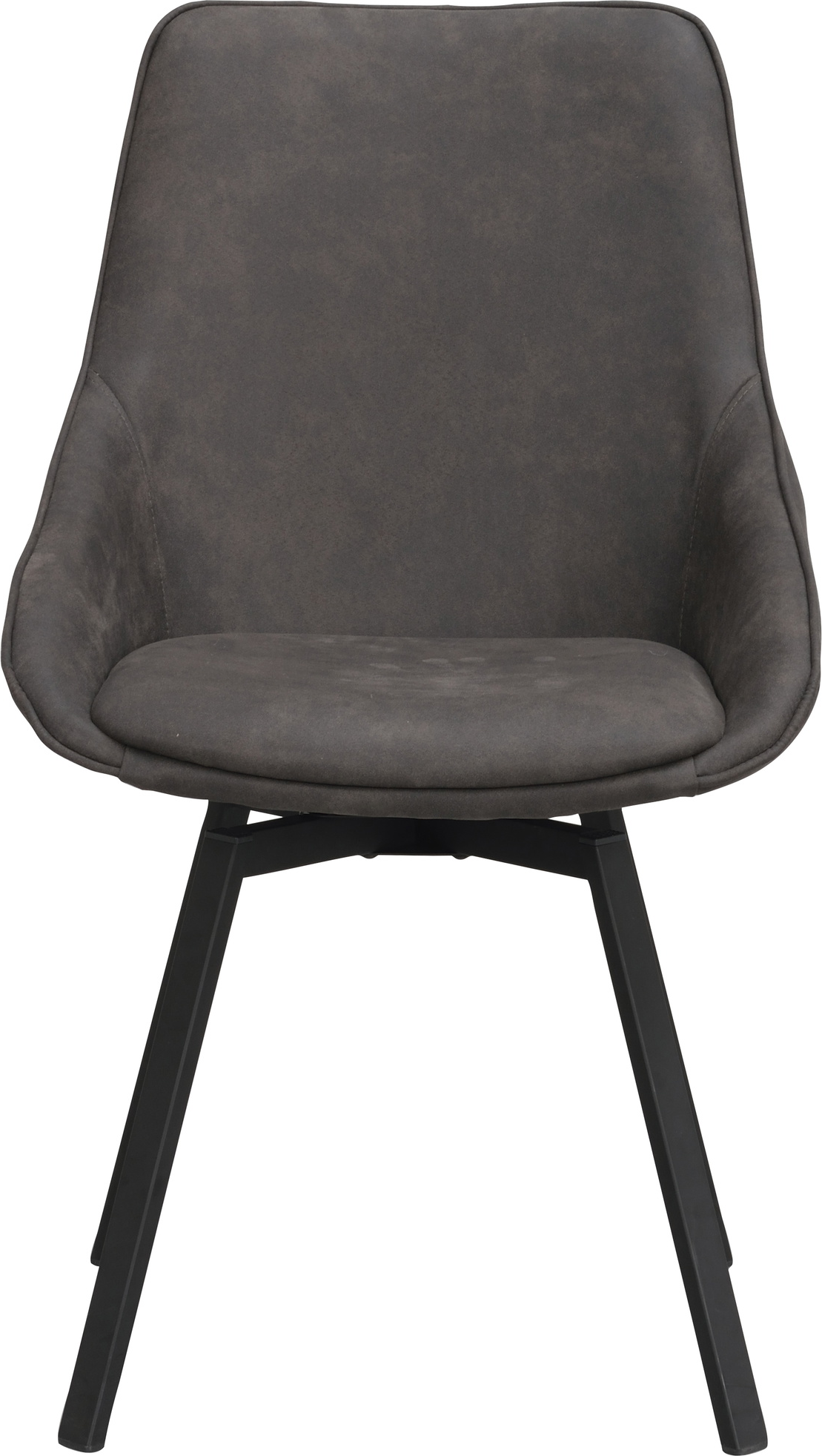 Spisebordsstol Rowico Alison i mørkegråt mikrofiberstof med 360 drejefunktion - FSC-certificeret pulverlakerede sorte metalben