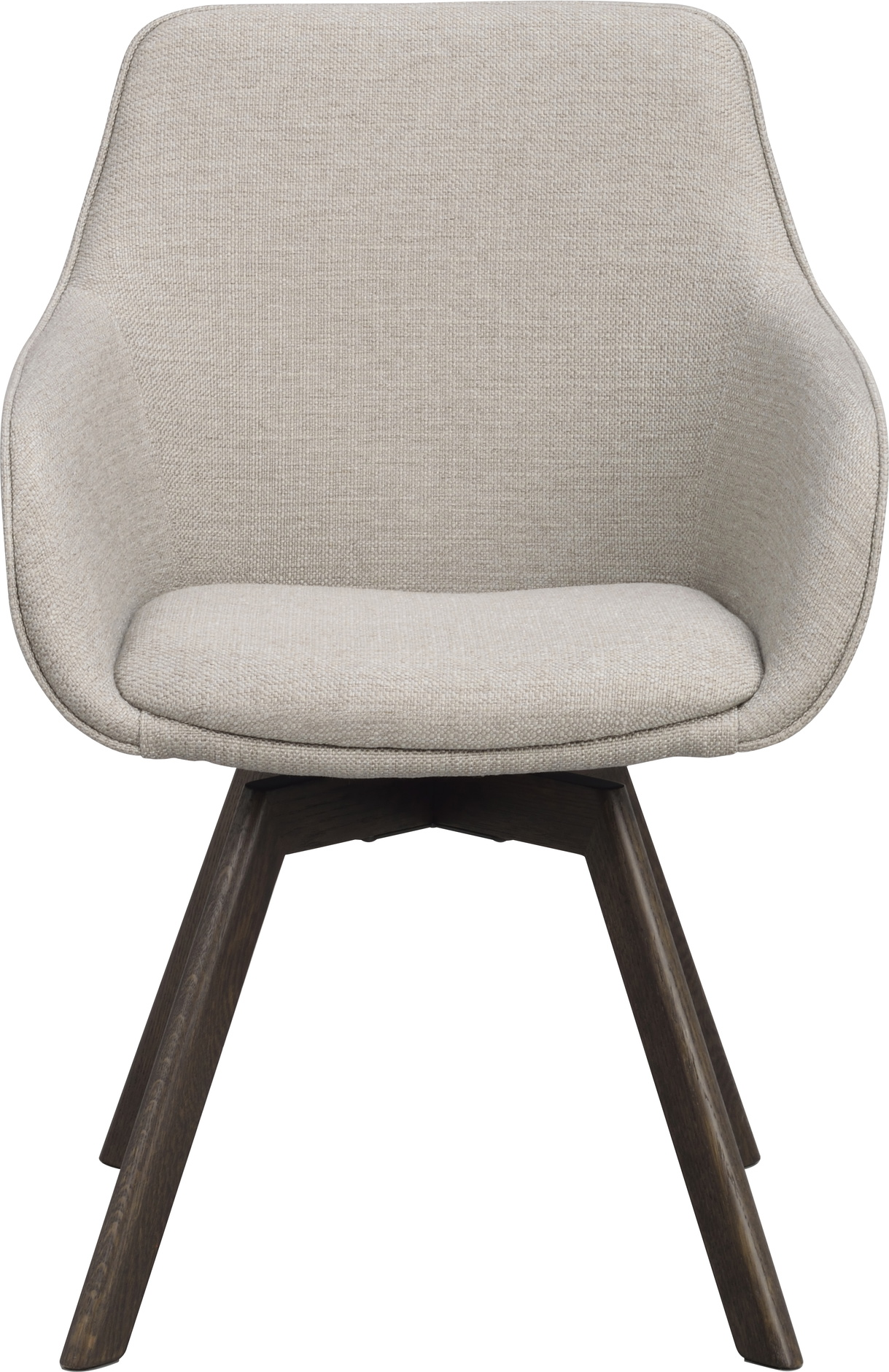 Spisebordsstol med armlæn Rowico Alison 2-pak, ergonomisk polstret sæde, beige Asgard 27 stof, 360-drejefunktion, FSC-egetræ