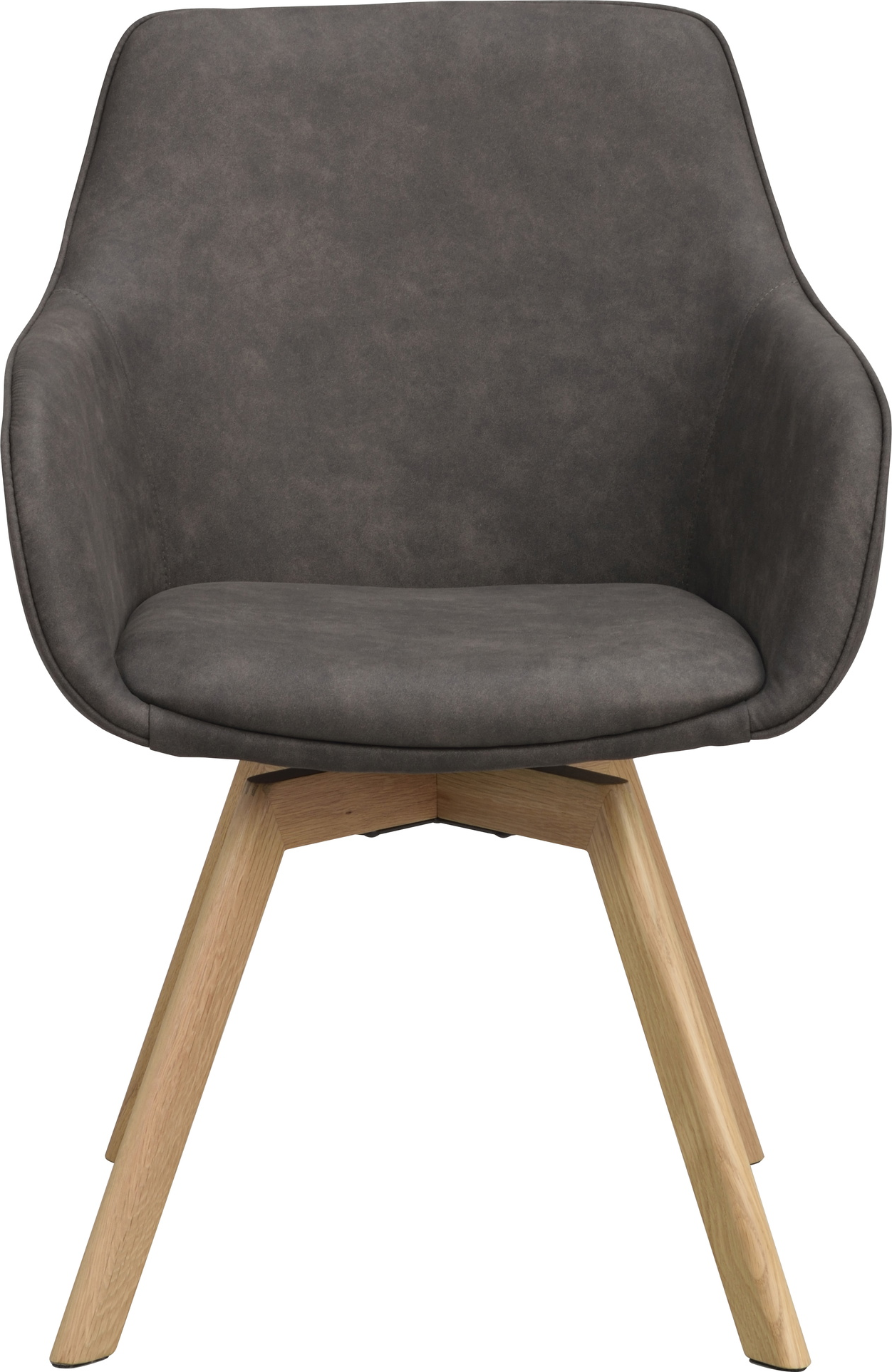 Spisebordsstol med armlæn Rowico Alison mørkegrå polyester/lyst FSCÂ® certificeret egetræ med 360 drejefunktion