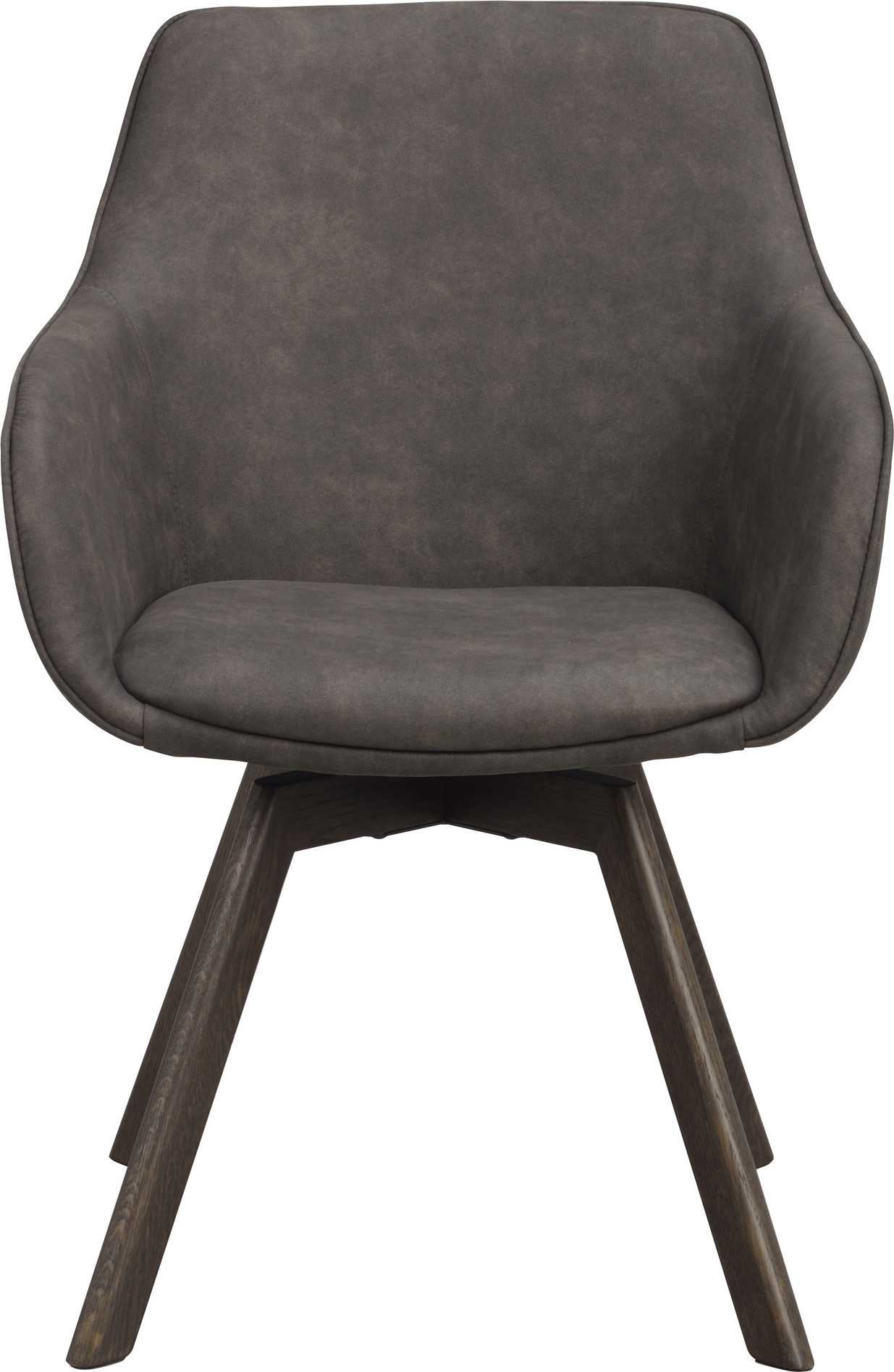 Spisebordsstol med armlæn Rowico Alison i mørkegrå polyester på FSC-certificeret egetræ med 360 drejefunktion pakke á 2