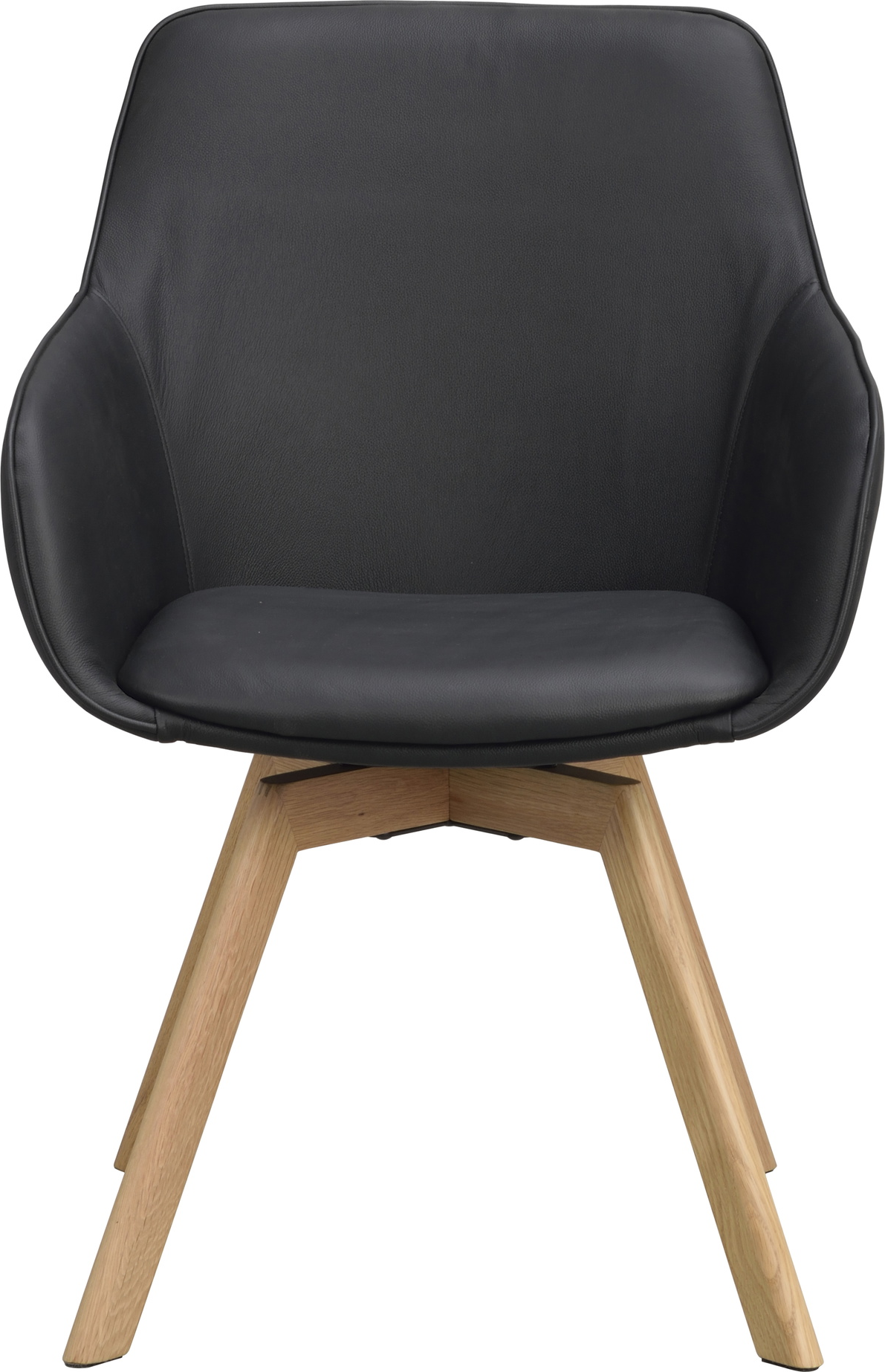 Spisebordsstol med armlæn Rowico Alison i sort læder og FSC-egetræ, drejefunktion 2-pak