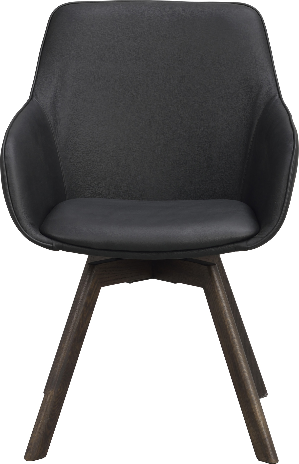 Spisebordsstol med armlæn 2-pak Rowico Alison i sort læder på drejefod i FSCÂ® egetræ H88xB58xD60cm