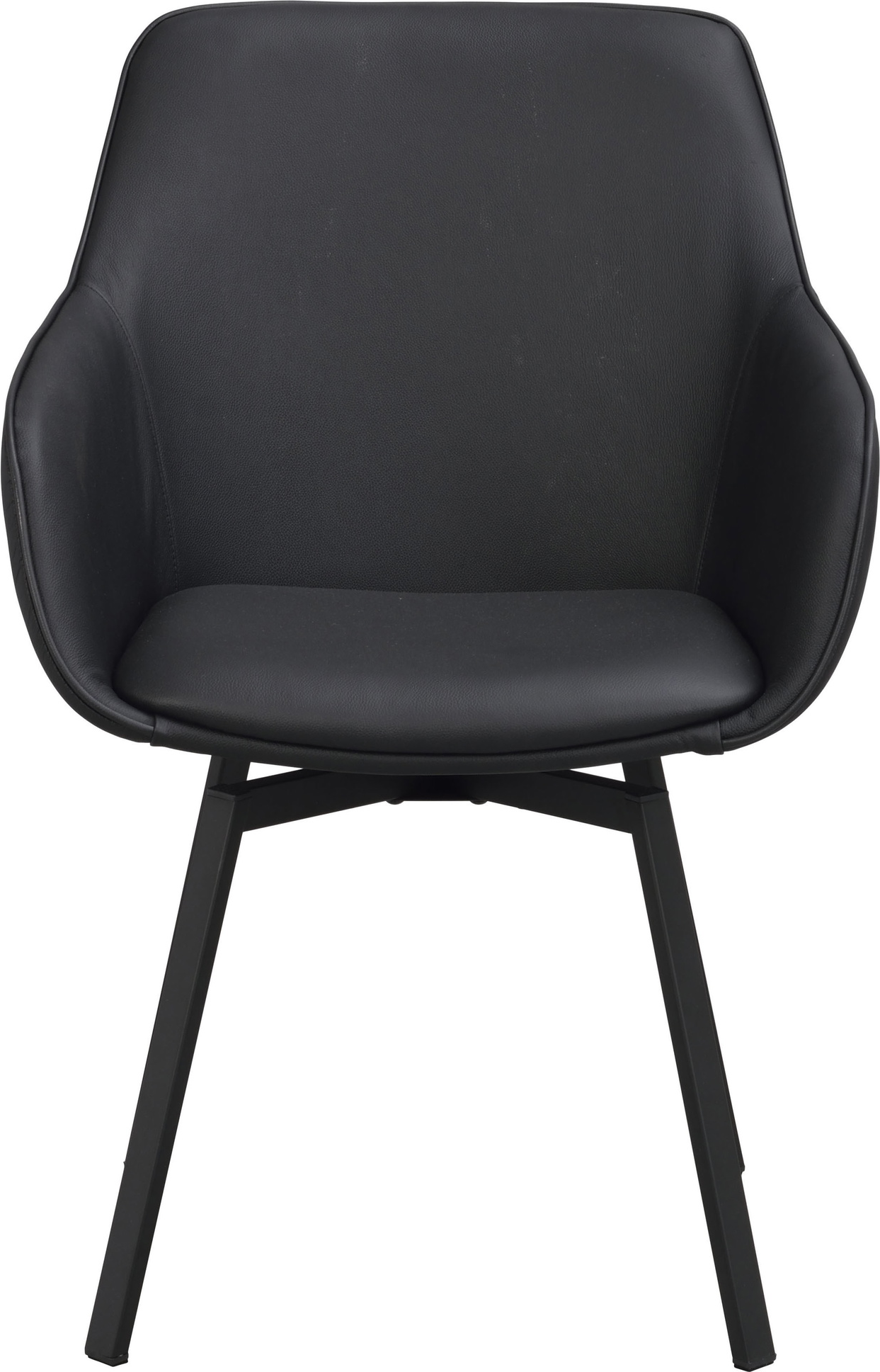 Spisebordsdrejestol med armlæn Rowico Alison sort læder og pulverlakeret metal