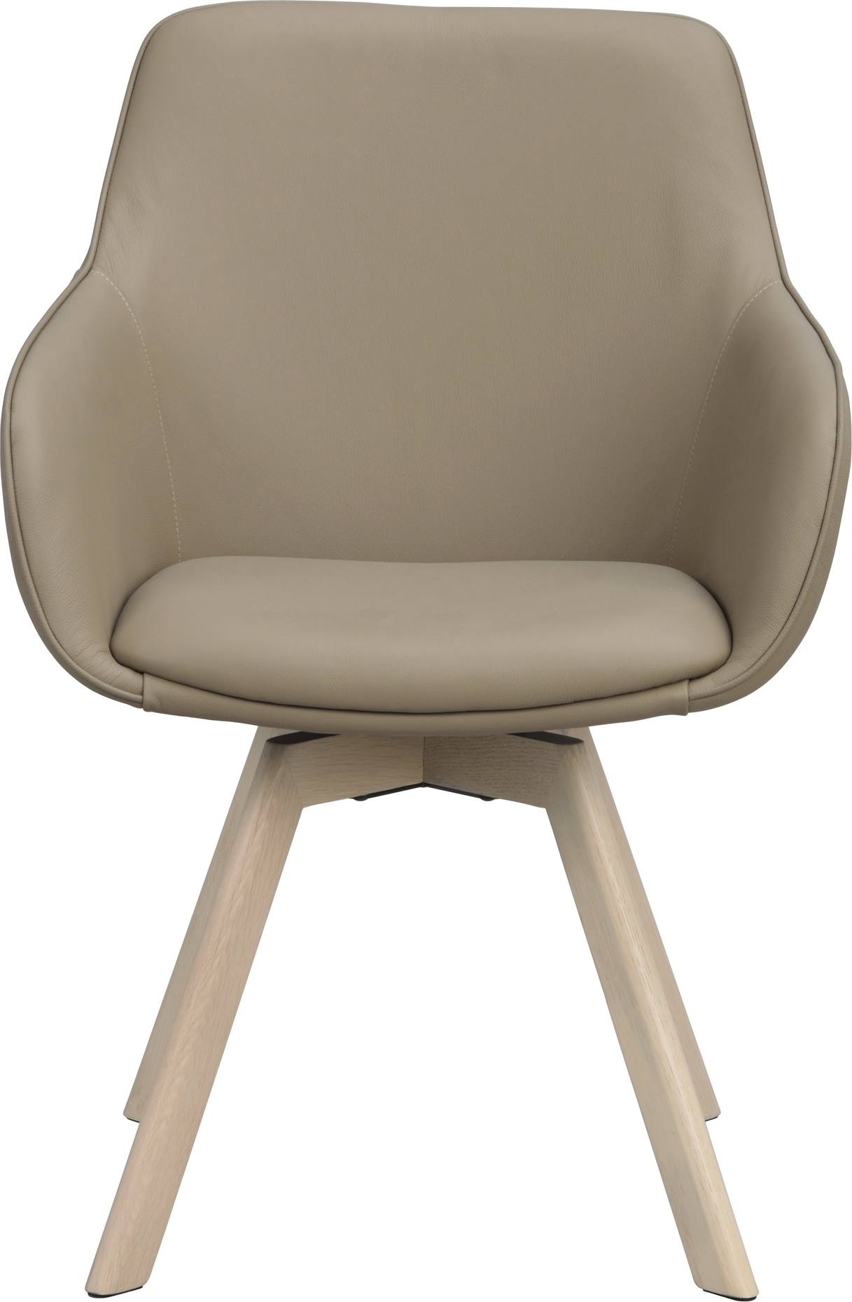 Spisebordsstol med armlæn Rowico Alison 2-pak, beige læder og hvidvasket eg FSC-certificeret