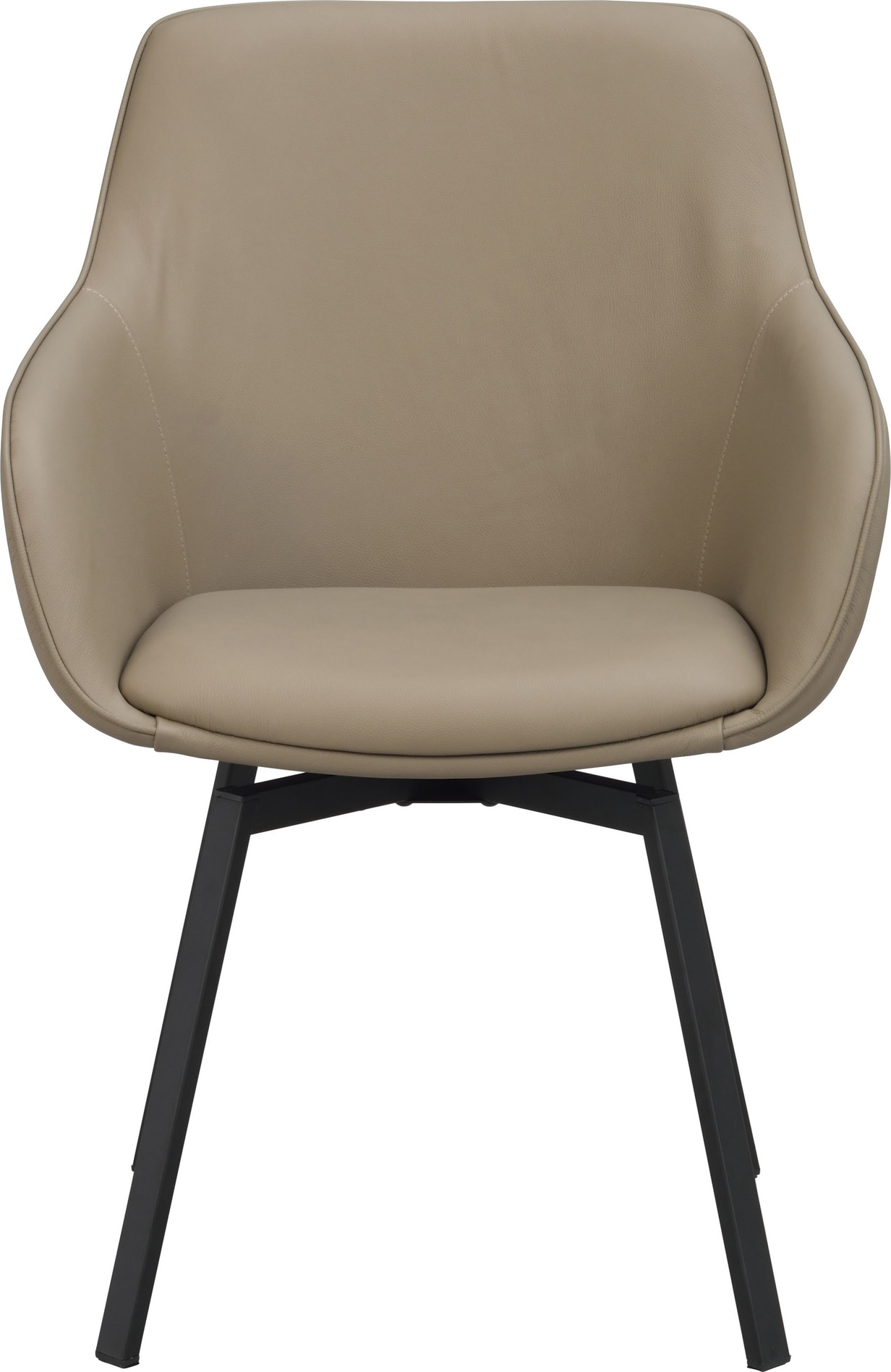 Spisebordsstol med armlæn Rowico Alison i beige ægte læder og sort metal