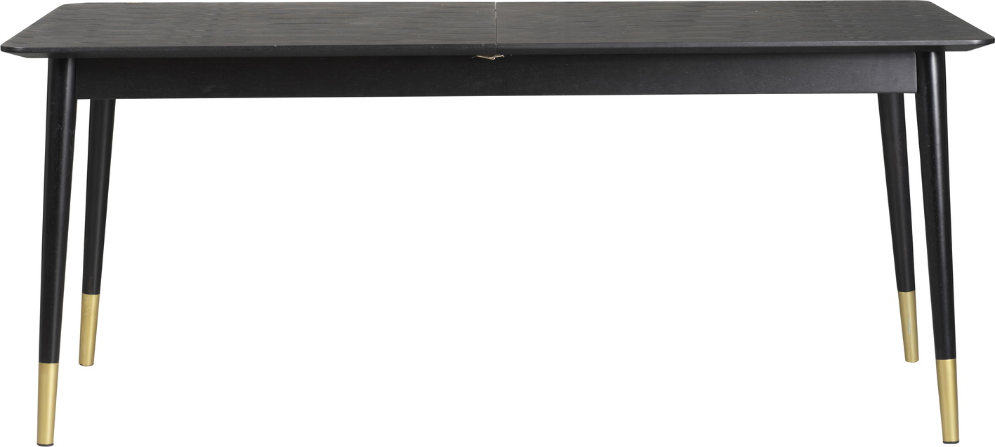 Spisebord Rowico Fenwood udtræksbord sort askefiner guldfarvede metalfødder 180-260 cm skandinavisk design
