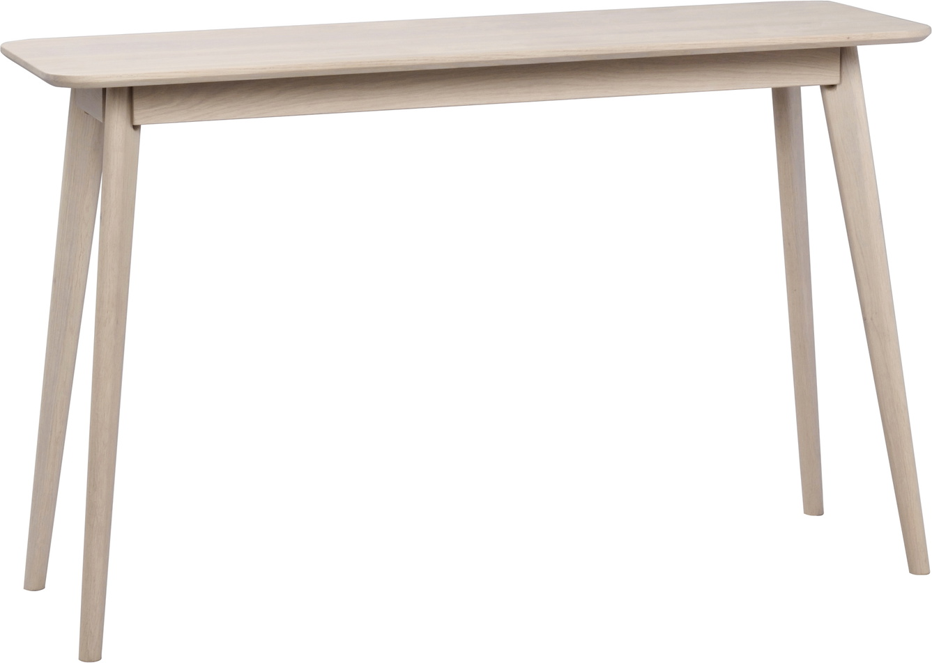 Konsolbord Rowico Yumi hvidkalket 120×40×75 cm MDF-bordplade med egetræsfiner og massivt egetræ