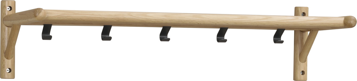 Væghængt hattehylde Rowico Milford i massivt egetræ og sort metal H19×B80×D33 cm