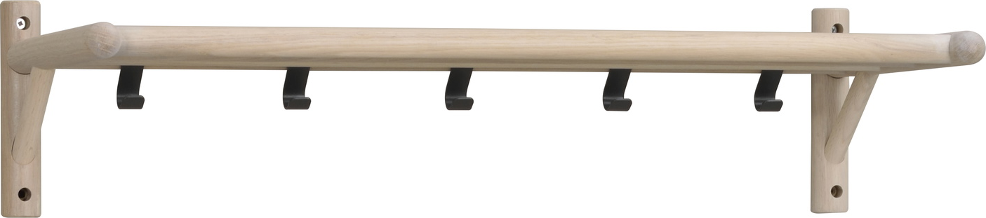 Hattehylde Rowico Milford knagerække i hvidkalket egetræ med sorte kroge 80 x 33 cm
