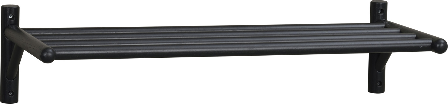 Skoreol Rowico Milford - skandinavisk vægmonteret skohylde i sort lakeret massivt egetræ H19×B80×D33 cm