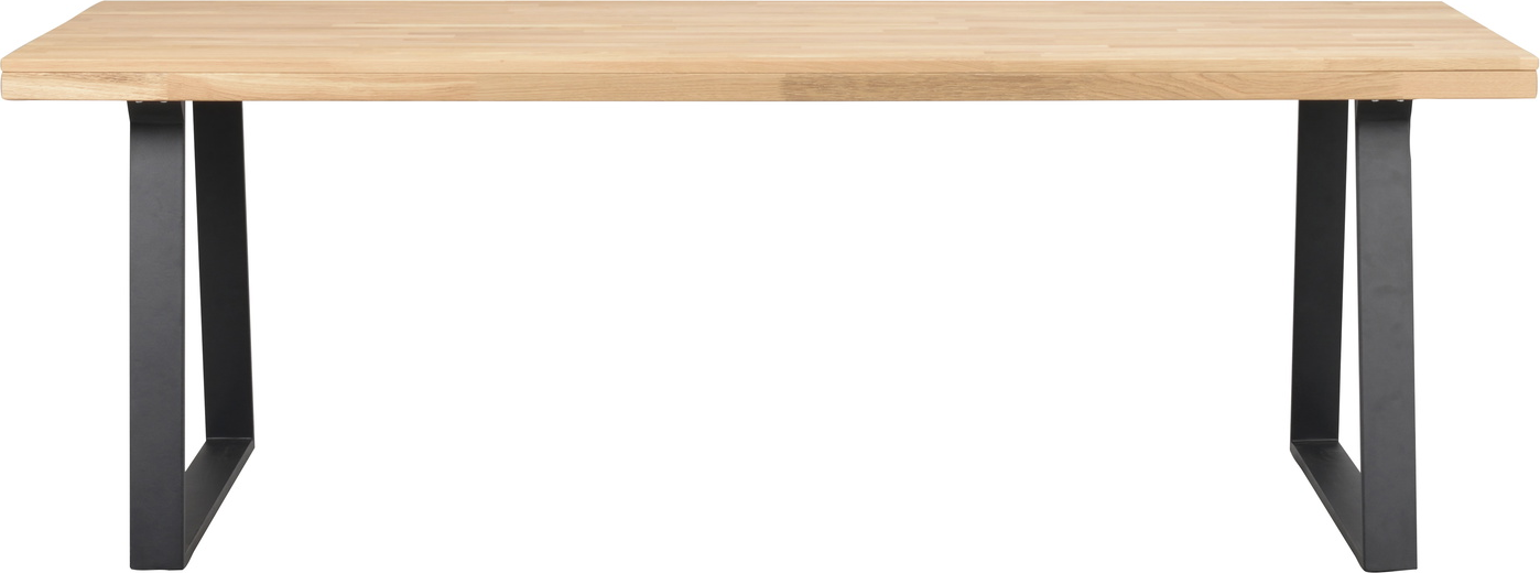 Spisebord Rowico Brooklyn 220x95x75 cm massiv eg/trapezben industrielt med 2×50 cm tillægsplader FSCÂ®