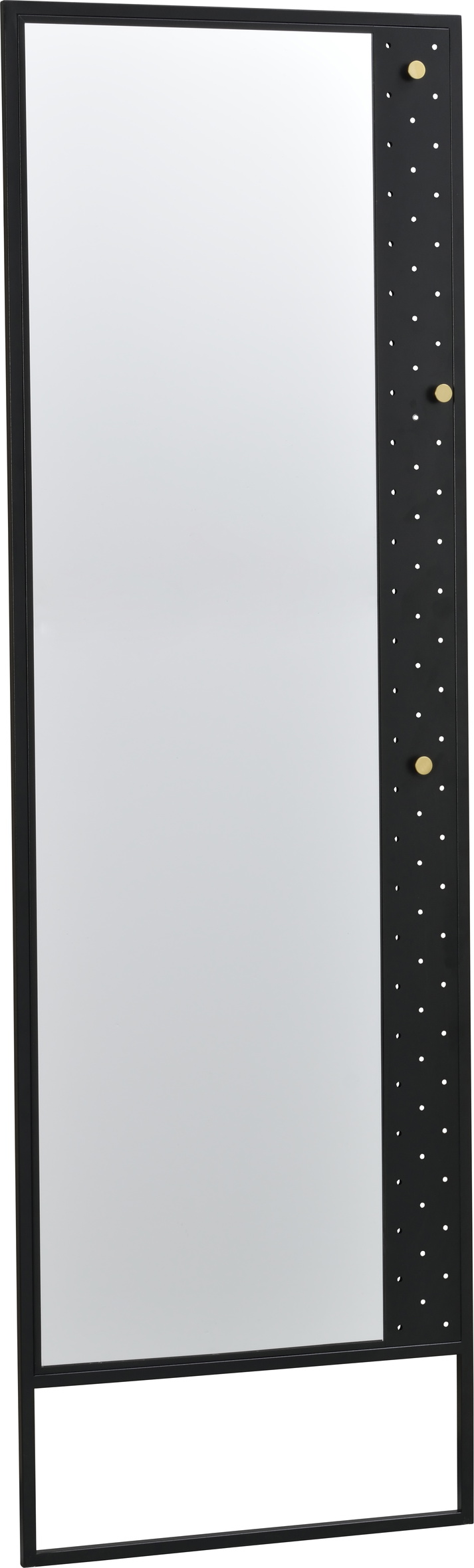 Gulvstående spejl Rowico Malone 170x53 cm sort/guld med 3 knager