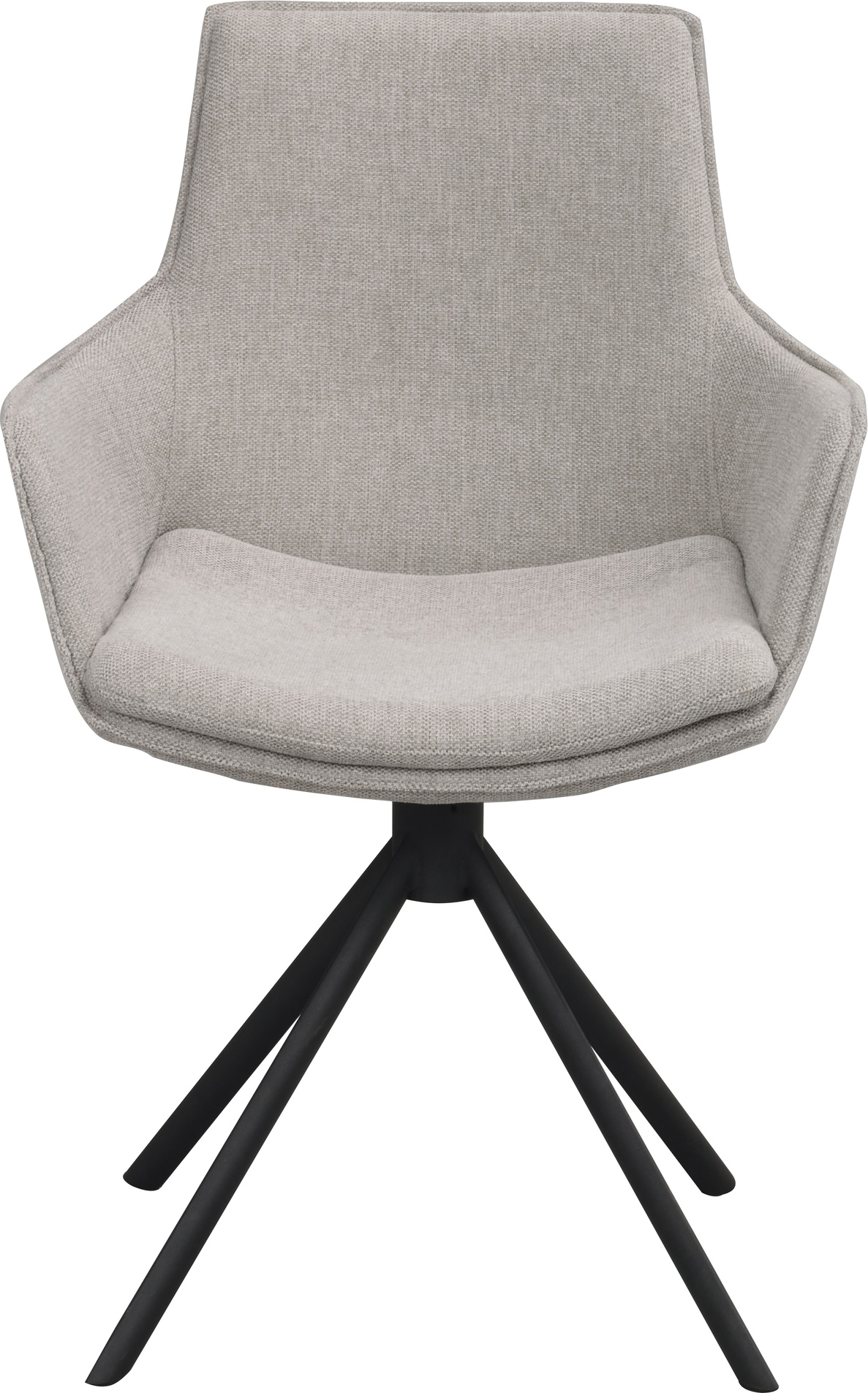 Spisebordsstol med armlæn Rowico Lowell 2-pak grå polstring matte sorte metalben