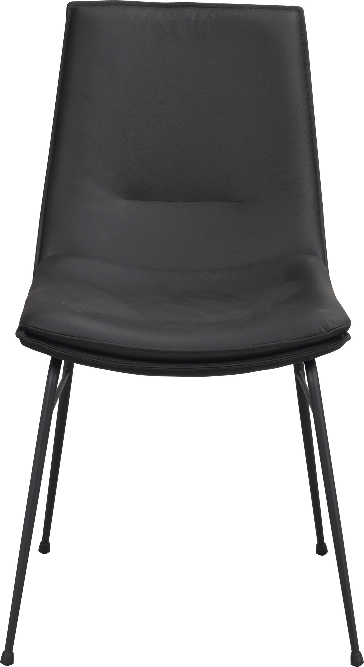 Spisebordsstol Rowico Lowell 2-pak - spisestuestol i sort læder med pulverlakeret metalstel