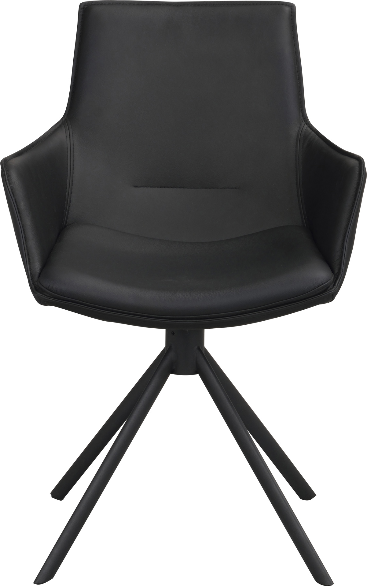Spisebordsstol med armlæn Rowico Lowell spisestuestol i sort læder med pulverlakeret metalstel