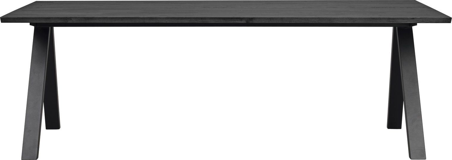 Spisebord Rowico Carradale V-ben 220×100 cm sort massiv FSC-certificeret eg og metal