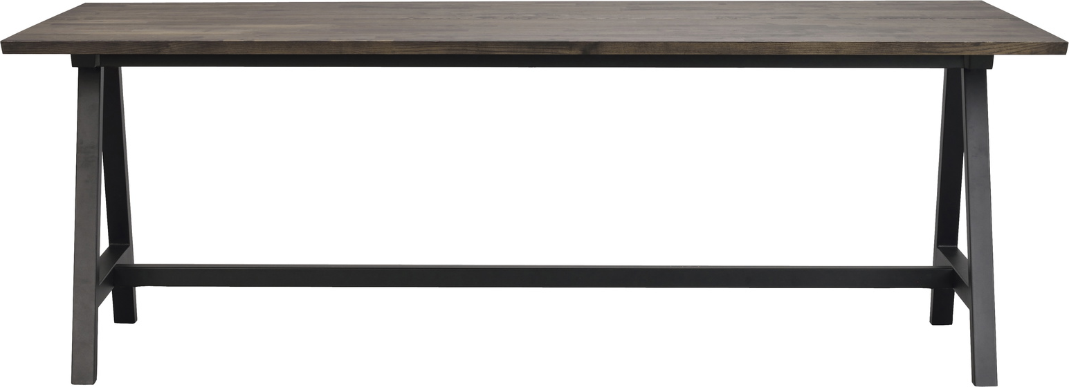 Spisebord Rowico Carradale med udtræk i oliebehandlet massiv eg og sort pulverlakeret stel 220x100 cm