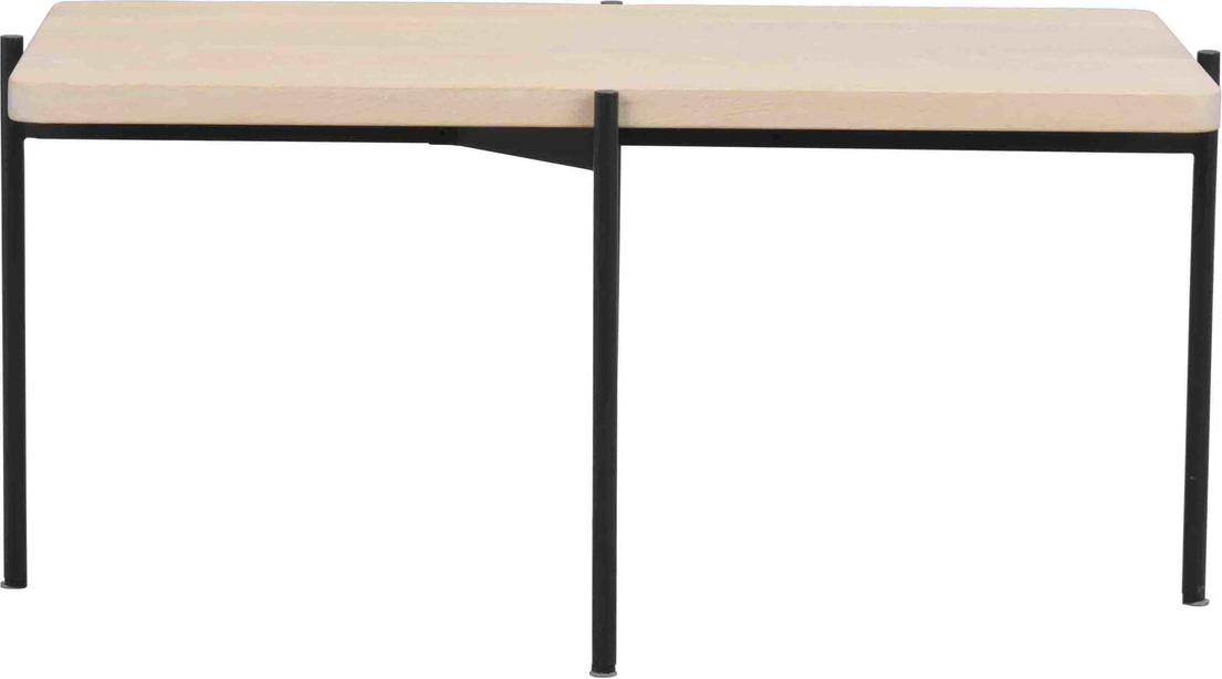 Sofabord/stuebord Rowico Shelton i hvidkalket egetræ og sort metalstel 95x50x45 cm