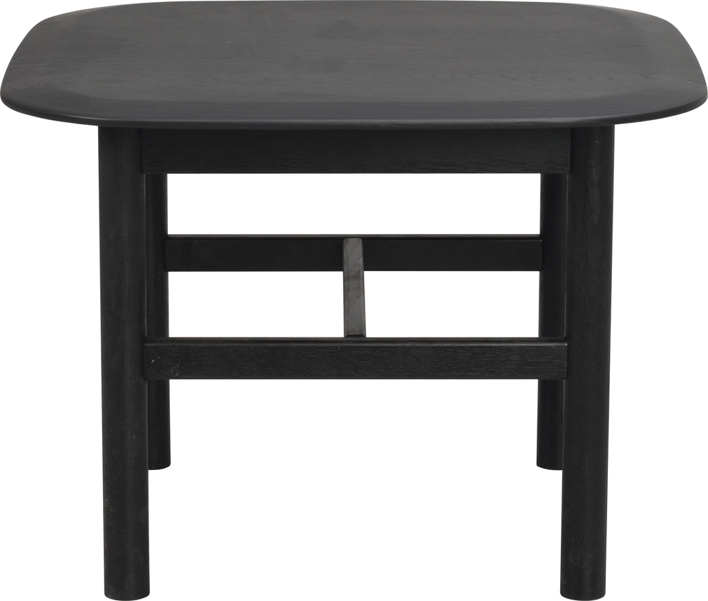 Sofabord Rowico Hammond i sort lakeret massiv egetræ med fuldlængde lameller 62x62 cm, 45 cm høj, FSC-certificeret kaffebord