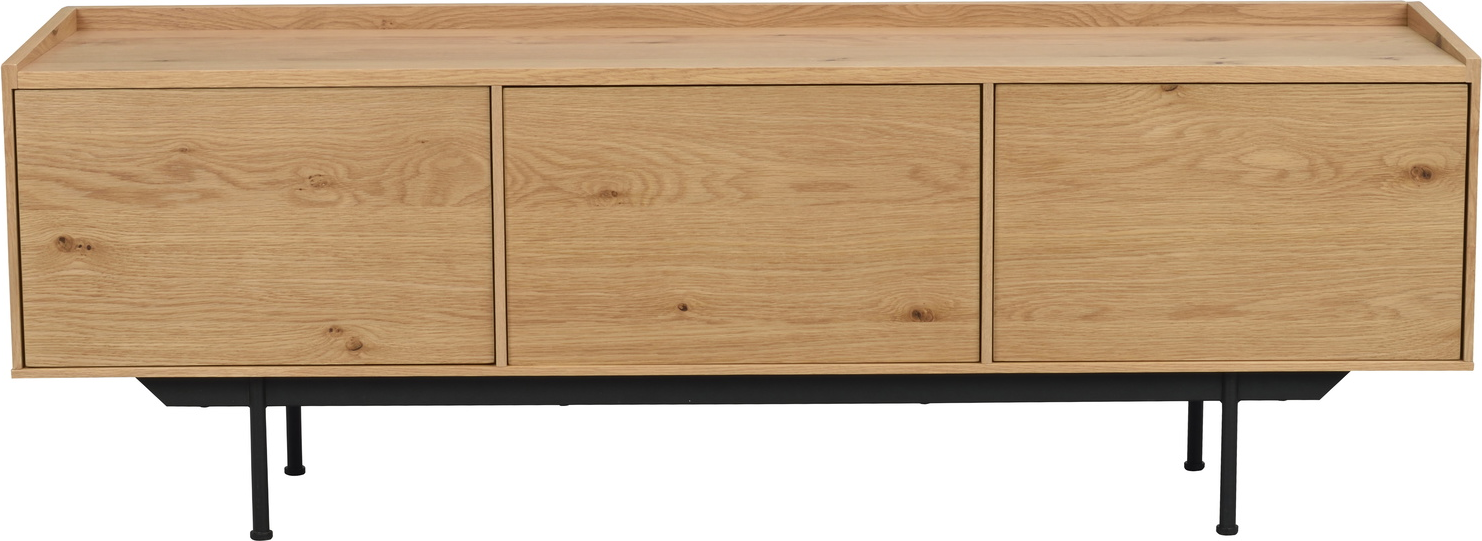 TV-bord Rowico Brewerton i lakeret vild-eg og sort metal 160×40×56 cm