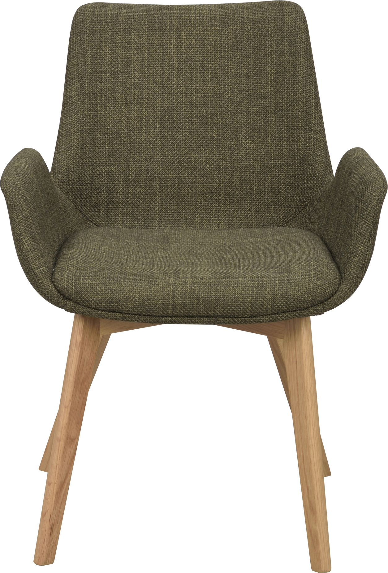 Spisebordsstol med armlæn Rowico Drimsdale spisestuestol olivengrøn polyester ergonomisk FSC-egetræ