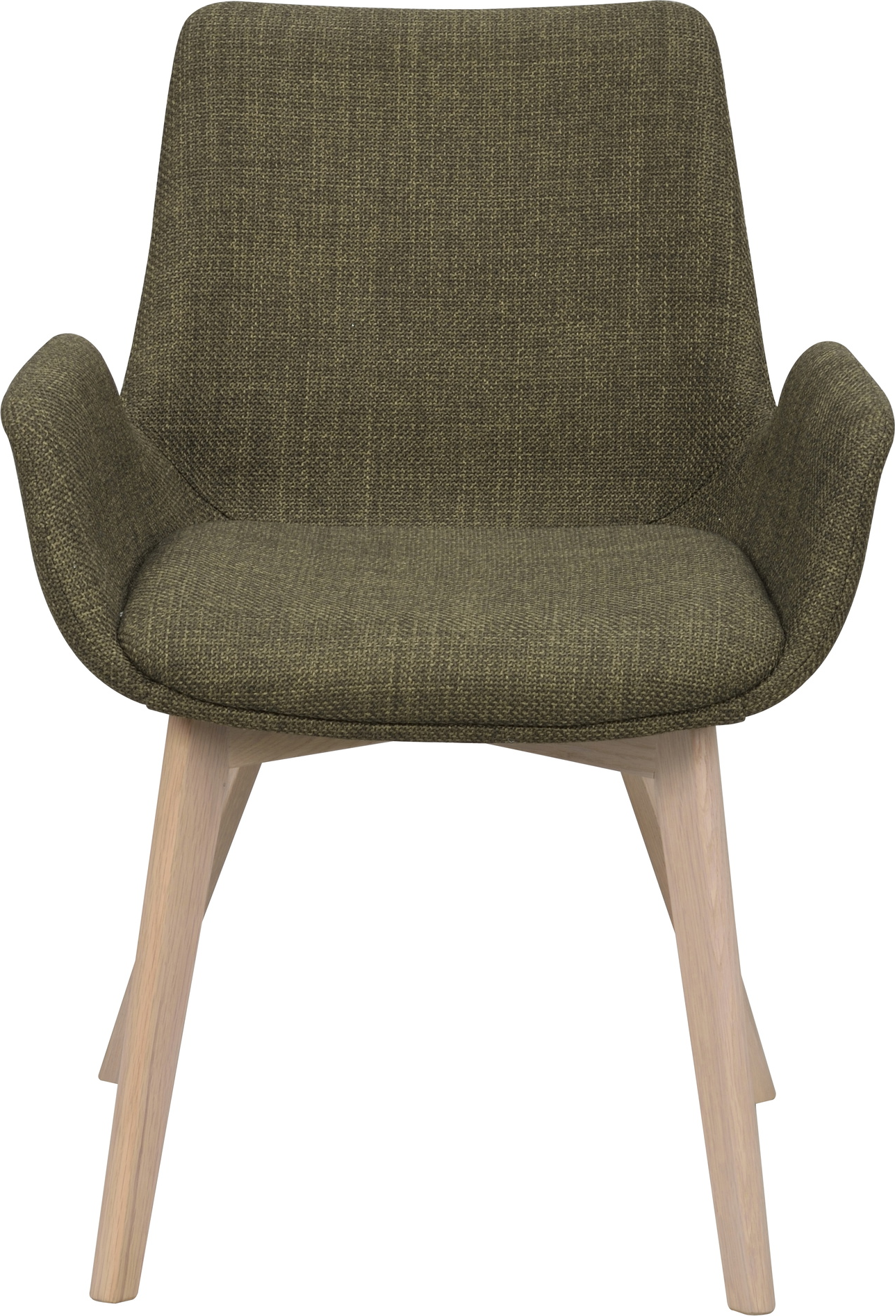 Spisebordsstol/spisestuestol med armlæn Rowico Drimsdale - grøn polstring hvidkalkede FSC-egetræsben