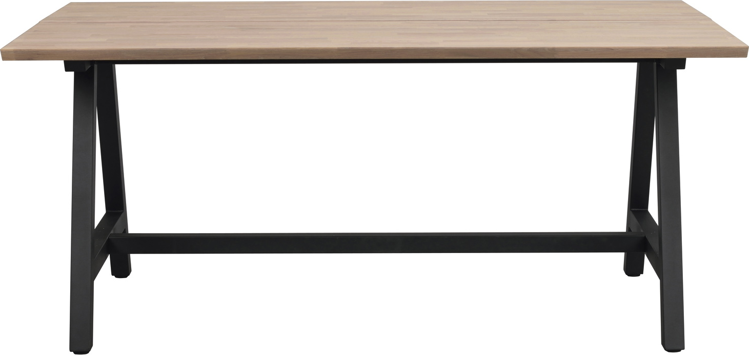 Spisebord Rowico Carradale i massiv olieret eg med sort A-formet metalstel 170x100 cm