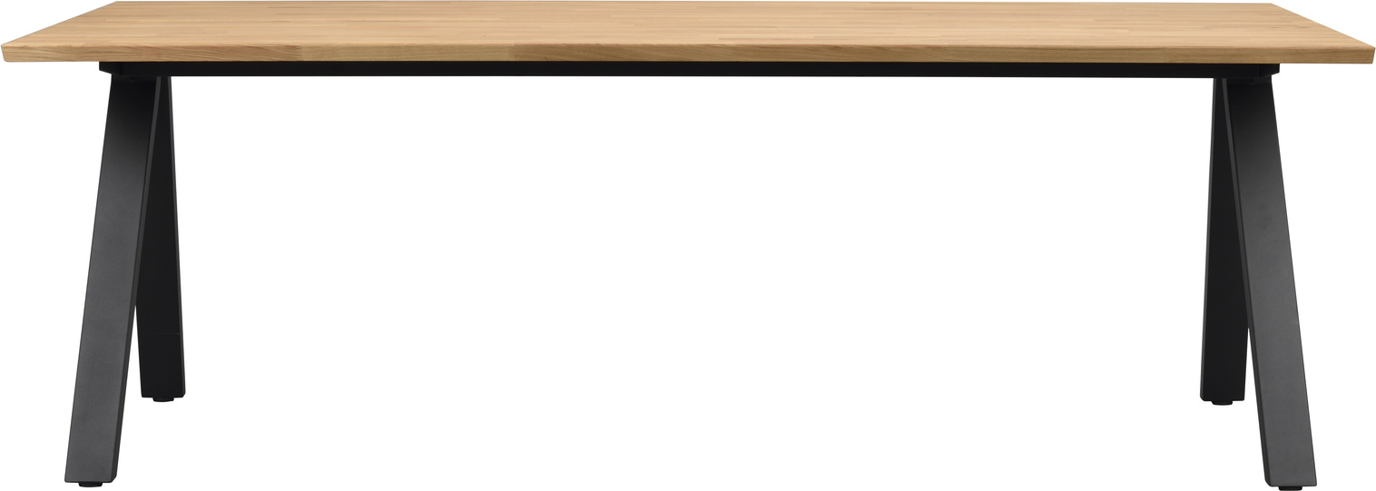 Spisebord Rowico Carradale 220×100 cm olieret egetræ med V-ben i sort metal