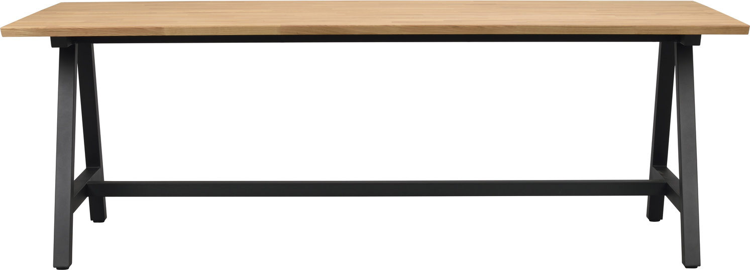 Spisebord Rowico Carradale 220x100 cm olieret massiv eg med sort pulverlakeret A-ramme FSC 100%