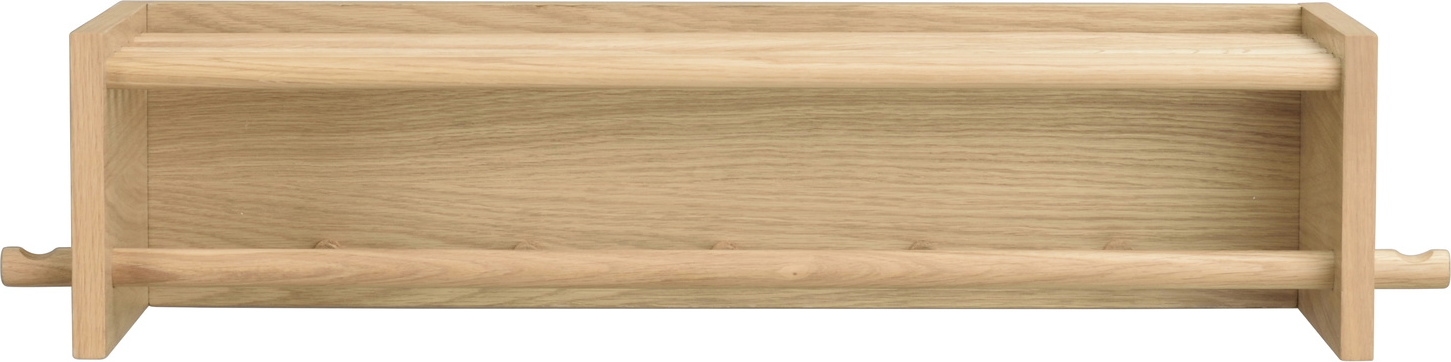 Hattehylde Rowico Hillmond - skandinavisk design i lakeret egetræ med hylde og bøjlestang H20×B80×D28 cm