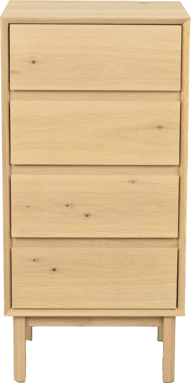 Kommode Rowico Mackay olieret FSC-certificeret egetræ 4 skuffer push open soft close H92×B45×D38 cm