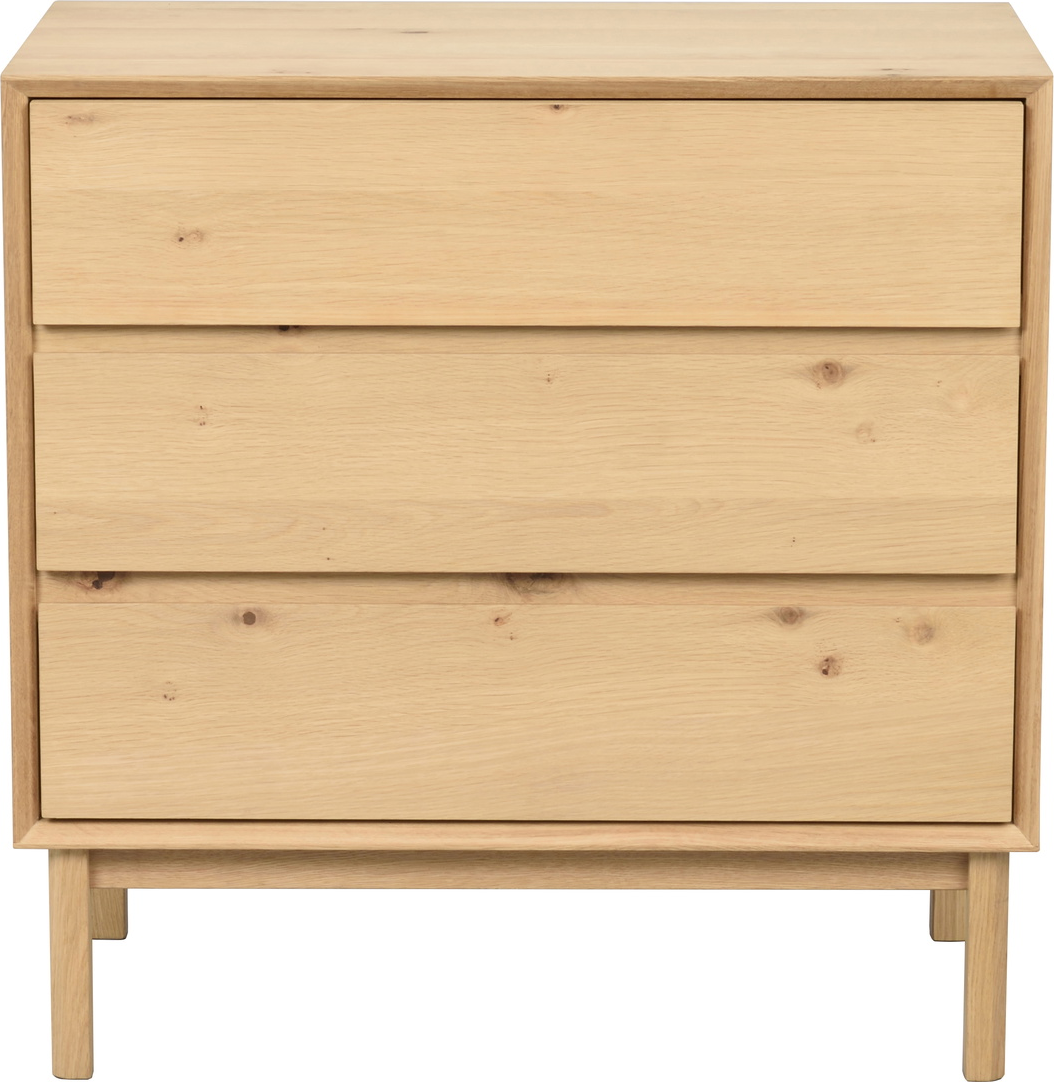 Kommode Rowico Mackay 3 skuffer olieret egetræ FSC 75 x 75 x 45 cm