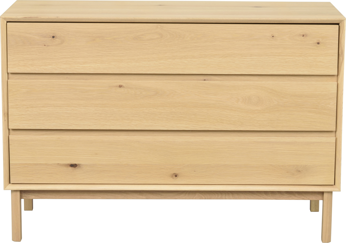 Kommode Rowico Mackay massiv olieret egetræ - 3 skuffer med push-open/soft-close, FSC 100 % - 75×110×45 cm