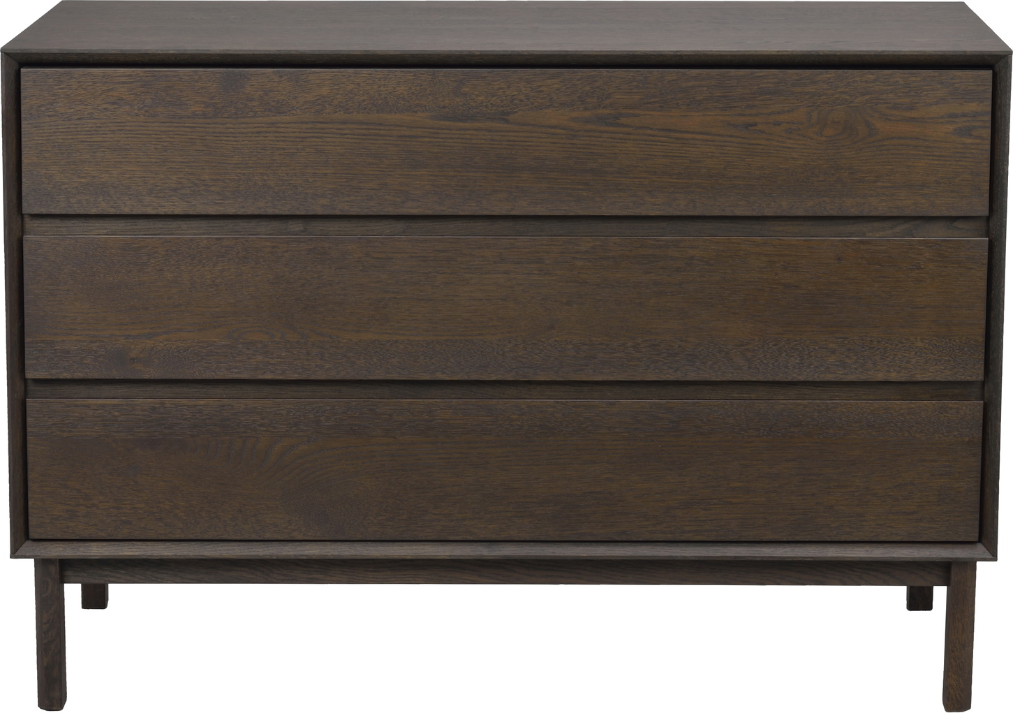 Kommode Rowico Mackay - oliebehandlet massivt egetræ, brun, FSCÂ®-certificeret, 3 skuffer, 75×110×45 cm