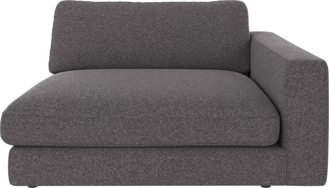 Modulsofa med langt højre armlæn Rowico Duncan Brenda polyester mørkegrå 129x150x78 cm
