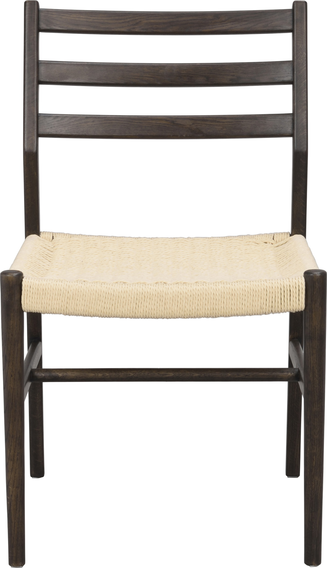 Spisebordsstol Rowico Harlan tidløst retro-design i lakeret egetræ med flettet papirgarn brun/lys beige