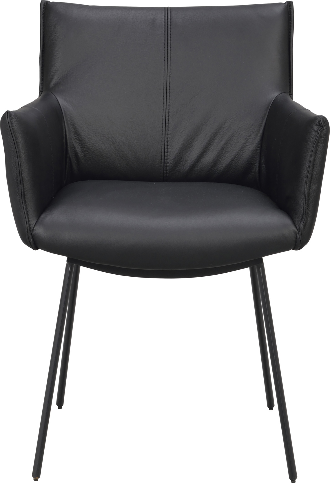 Spisebordsstol med armlæn Rowico Hinckley sort læder og pulverlakeret metalstel 2-pak H84xB58xD62 cm