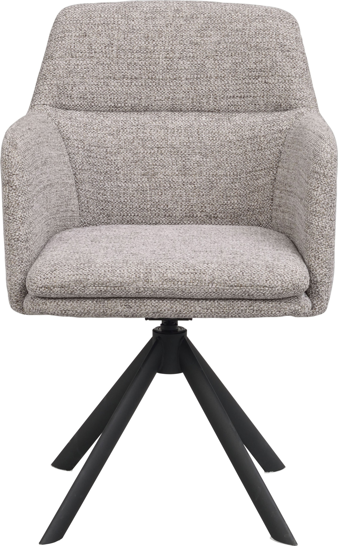 Spisebordsstol med armlæn, Rowico Gladstone, mørk beige stof og sort metalstel