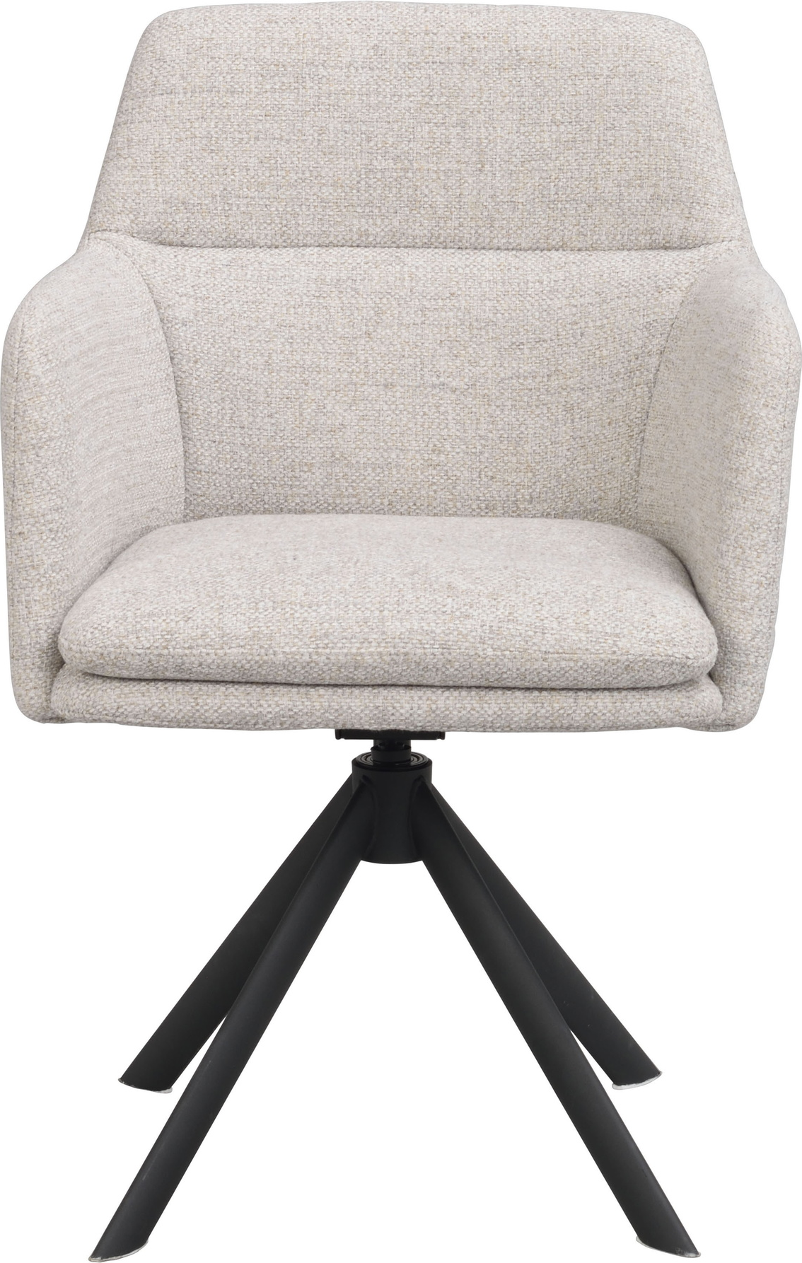 Spisebordsstol med armlæn Rowico Gladstone lysebeige stof og sort stel med 360 dreje- og vippefunktion