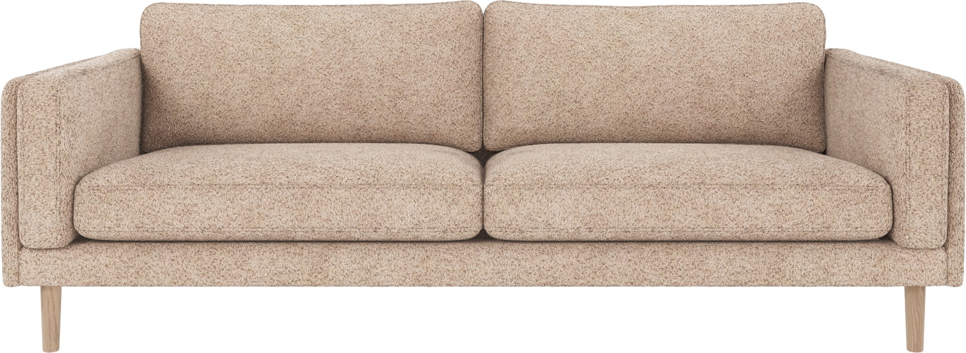 3-personers/tresæders sofa Rowico Braden i lysebeige polyester med hvidvaskede egetræsben - skandinavisk design, FSC-mix-certificeret