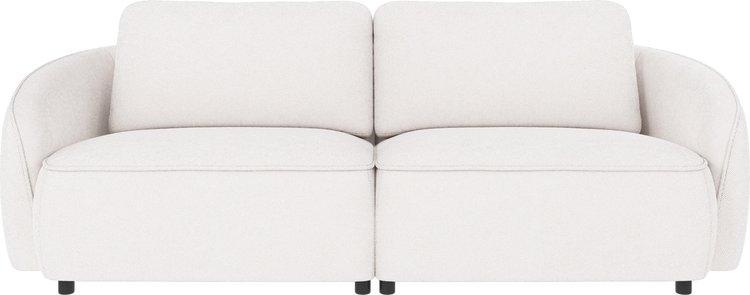 Rowico Norris 3-personers sofa i hvidt Bobby 1 polyester med afrundede former og sorte plastfødder H80×B226×D102 cm